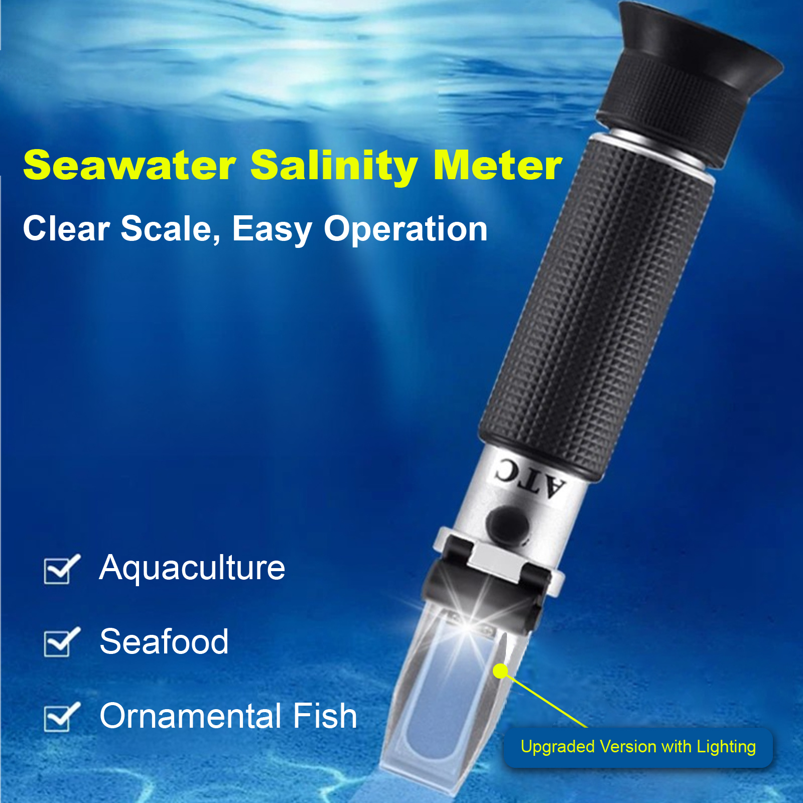 Refractometer Salinity - ATC Digital Salinity 0-28% 0-100‰ Meter