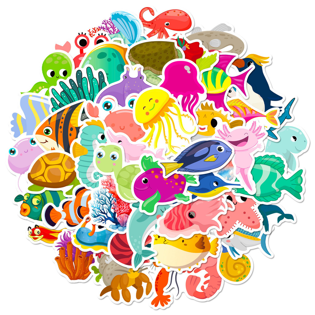 50Pcs Marine Life Stickers - C – обзор и цена Marine Life Aquariums