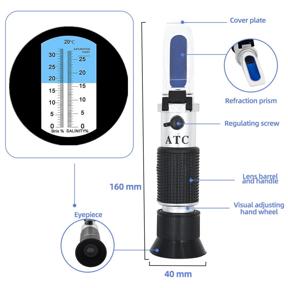Brix Refractometer 2 in 1 Brix – обзор и цена Refractometer Salinity